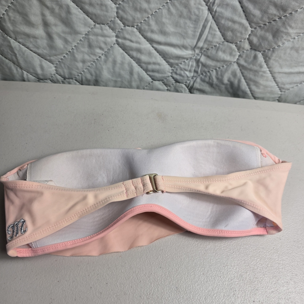 Strapless Miss Me bikini top Bralette Size Sbikini halter top Silver sequins Y2K - Picture 4 of 8